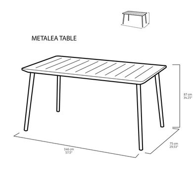 Стіл садовий вуличний Metalea Table 249184 чорний