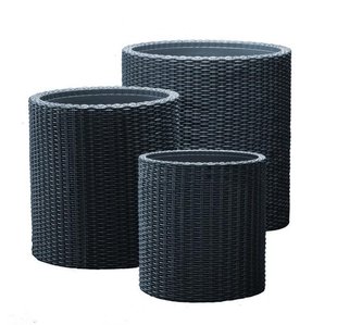 Комплект кашпо для квітів Keter Cylinder Planters S + M + L 230217 антрацит