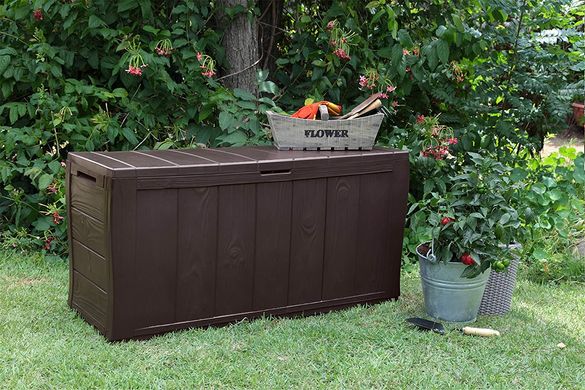 Вуличний ящик для зберігання садового інвентарю Keter 230403 Sherwood 270 л. коричневий