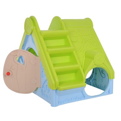Детский игровой домик Keter Funtivity Playhouse 223317 голубой - салатовый с горкой