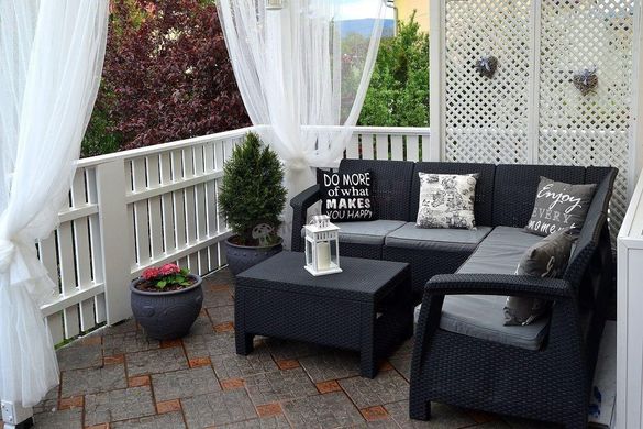 Набор пластиковой садовой мебели (угловой диван+столик) Keter Corfu Relax Set 227816 графит