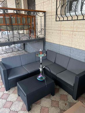 Набір пластикових садових меблів (кутовий диван+столик) Keter Provence Set With Coffee Table 227778 графіт