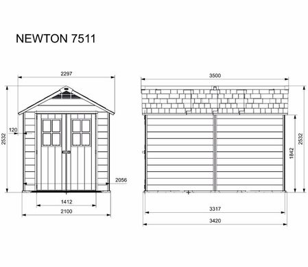 Садовий пластиковий будиночок Keter Newton 7511 (228см х 350см) коричневий 246945