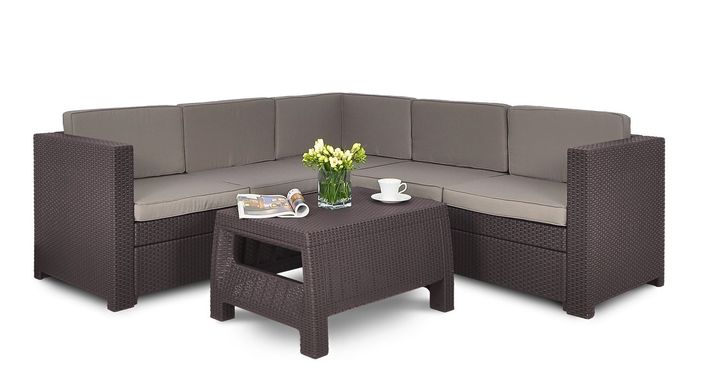 Набір пластикових садових меблів (кутовий диван+столик) Keter Provence Set With Coffee Table  227777