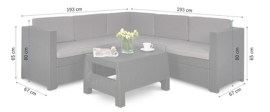 Набор пластиковой садовой мебели (угловой диван+столик) Keter Provence Set With Coffee Table 227777
