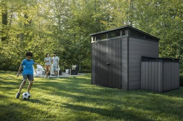 Садовый пластиковый домик Keter Cortina 7×7 (214см х218см) 255044 темно-серый
