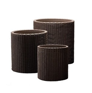 Комплект кашпо для квітів Keter Cylinder Planters S + M + L 220455 коричневий