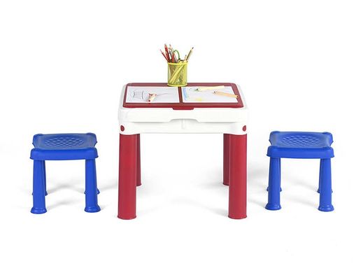 Дитячий набір Keter 227497 Construction Play Table стіл + 2 стільця, підходить до Lego