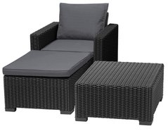 Комплект мебели для терассы Moorea Table + Chair + Stool With Cushio 231729 графит