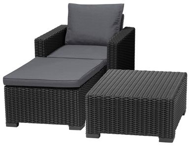 Комплект меблів для тераси Moorea Table + Chair + Stool With Cushion 231729 графіт 252962