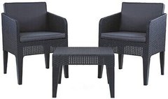 Набір пластикових меблів (два крісла + кавовий столик) KETER COLUMBIA BALCONY SET 235175 графіт на балкон, терасу