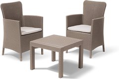 Набір пластикових садових меблів (два крісла + столик) Keter Salvador Balcony Set 219451 капучино