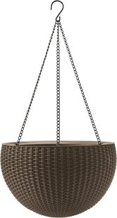 Підвісний квітковий горщик кашпо Keter Rattan Style Hanging 8,6л. 230502 мокко