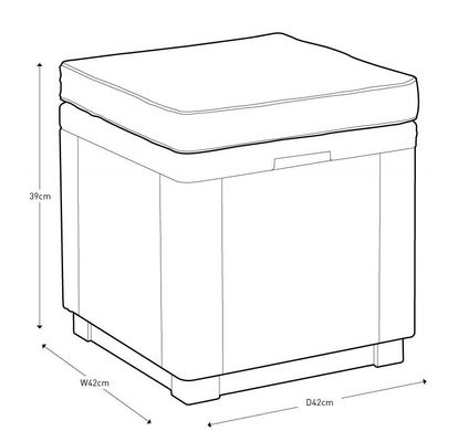 Пуф Куб с подушкой Keter Cube With Cushion 213785 графит