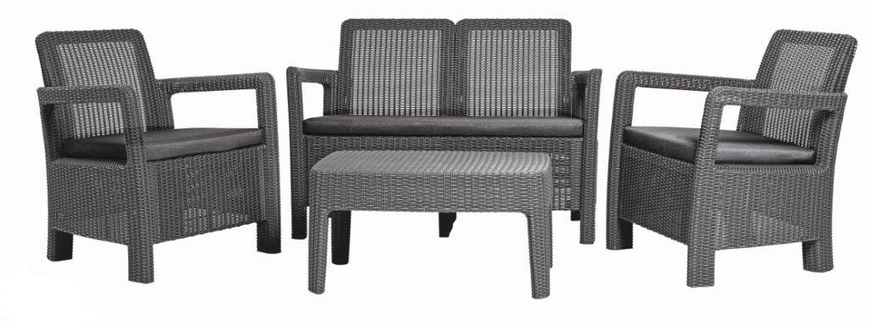 Комплект пластиковой садовой мебели Keter Tarifa Set 233195 (двухместный диван + столик+ 2 кресла) серый