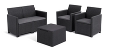 Комплект пластиковой садовой мебели 2 кресла 2-местный диван и столик Keter Claire set 253084 графит