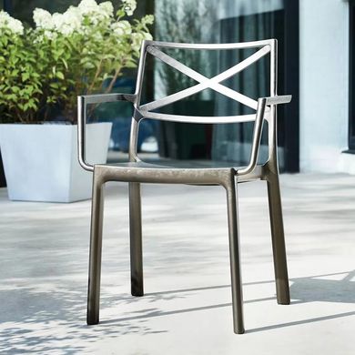 Садовий пластиковий стілець Keter Metalix chair 247275 під чавун
