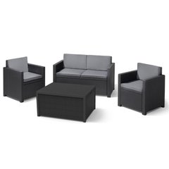 Набор пластиковой мебели Keter Armona Set двохместный диван, 2 кресла и стол-сундук 247590 Графит