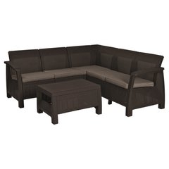 Набір пластикової садових меблів (кутовий диван + столик) Keter Corfu Relax Set 227815 (233613) коричневий 