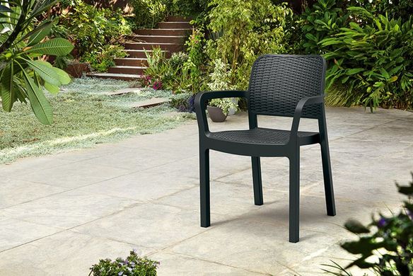 Садовий стілець Keter Bella chair 249570 графіт пластиковий для саду