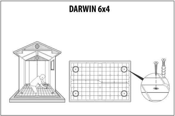 Садовий пластиковий будиночок Keter Darwin 6x4 (190см х 121см) 249363 сірий