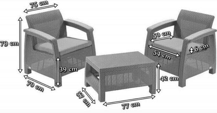 Набор пластикових меблів Keter Corfu II Weekend Set 223250 для балкона графіт