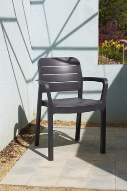 Садовий стілець Keter Tisara 221209 графіт пластиковий для саду