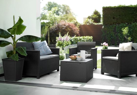 Комплект пластиковой садовой мебели Keter Emma 2 Seater Sofa Set 246156 графит (253948)