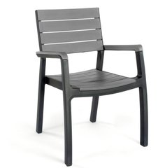 Садовий стілець Keter Harmony 255242 графит пластиковий для саду, тераси, балкона і патіо