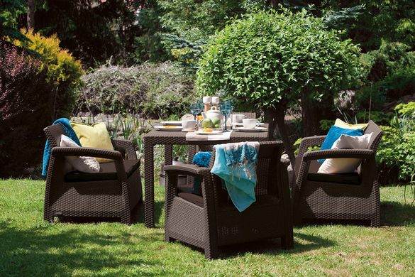 Набор пластиковой садовой мебели Keter Corfu Rest Set 241724 коричневый